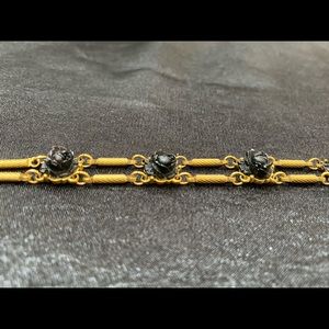 Vintage Goldette Black Rose Bracelet